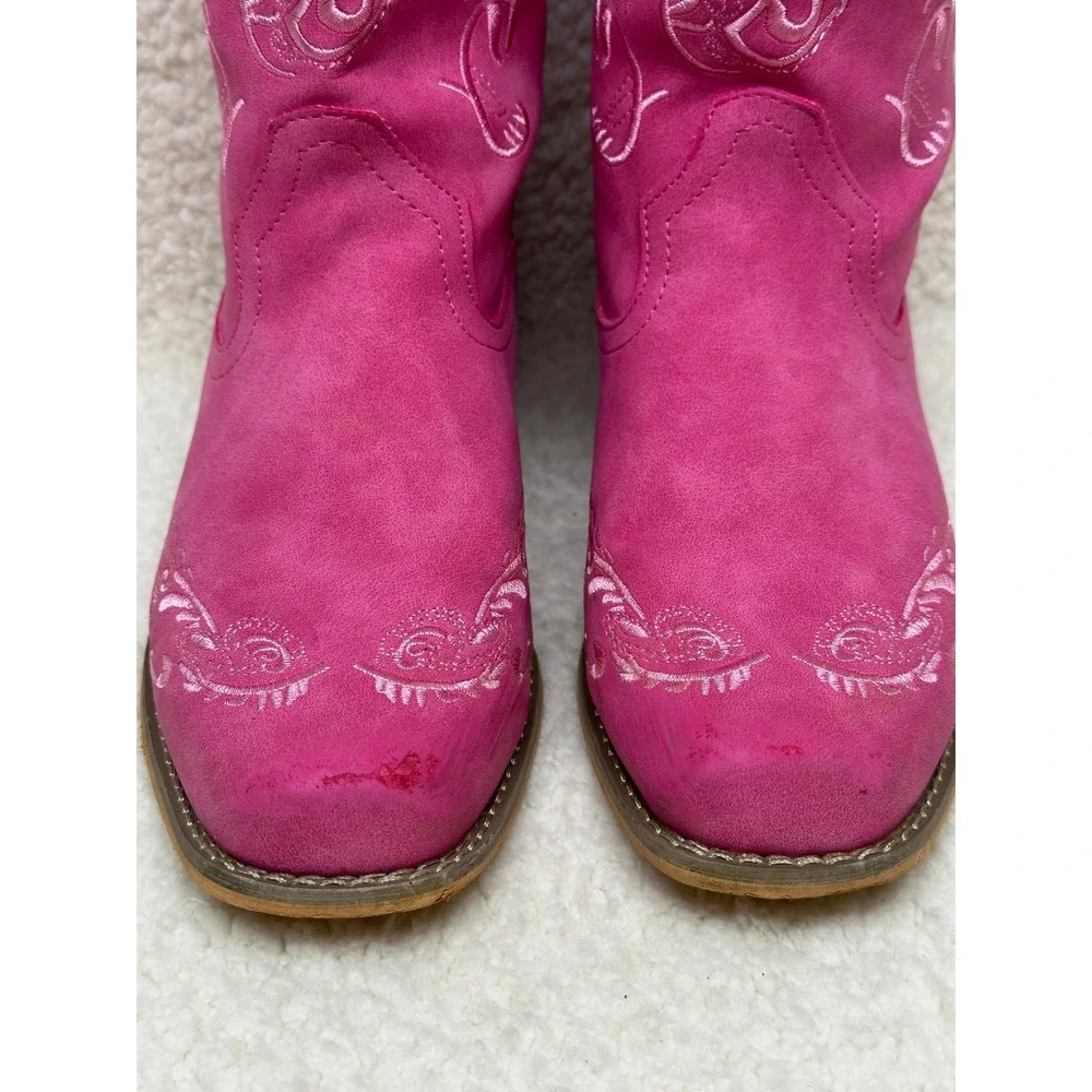 Dream Pairs Women's Pink Embroidered Western Cowboy Boots Size 8.5